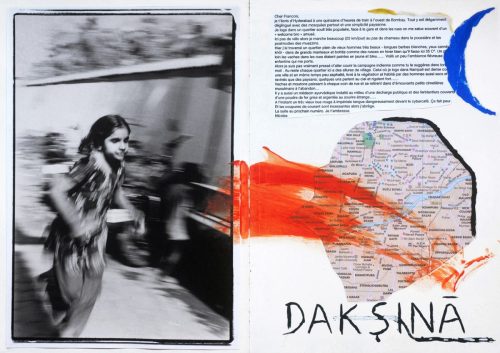 Fille courant dans une rue d'Hyderabad/Inde, carte de Hyderabad, lettre à mon père.