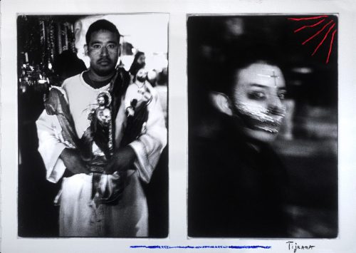 2 portraits d'un prêtre et d'un fervent un soir à Tijuana/Mexique